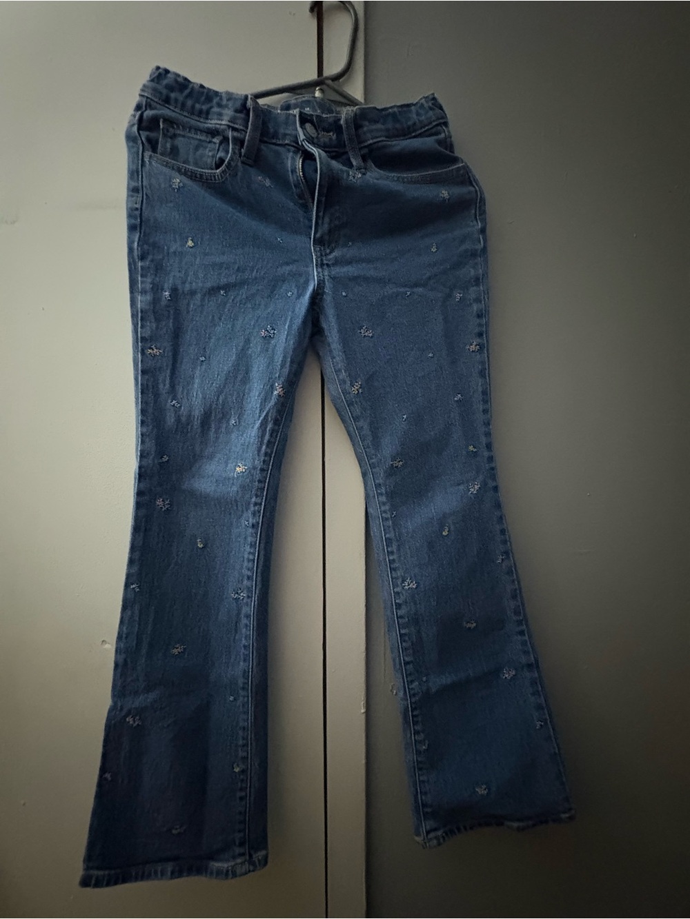 Old Navy Girls Dark Blue Embroidered Flare Jeans